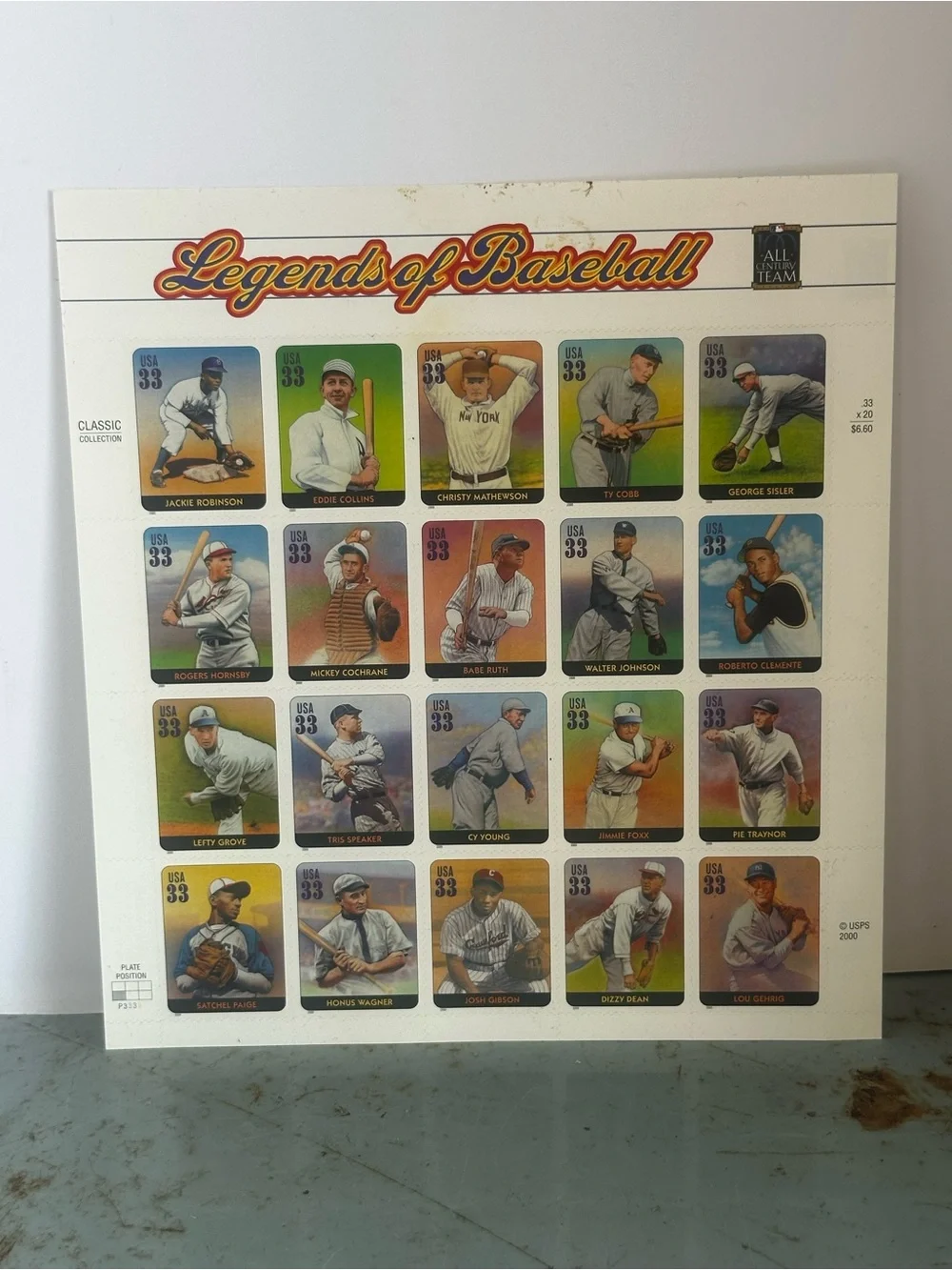USPS 2000 Legends of Baseball Collectible Stamp Sheet COMPLETE